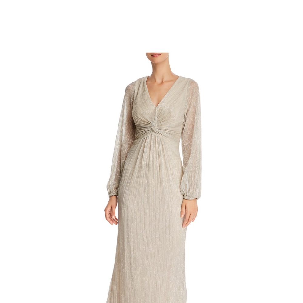 Adrianna Papell Shimmering beige Long Sleeve Gown